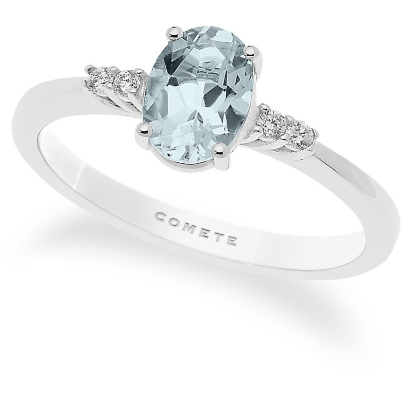 Anello Acquamarina ovale e diamanti
