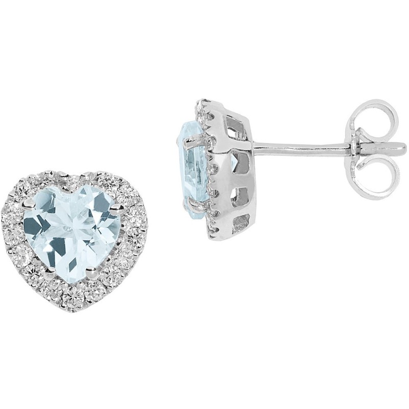 Orecchini cuore Acquamarina e diamanti