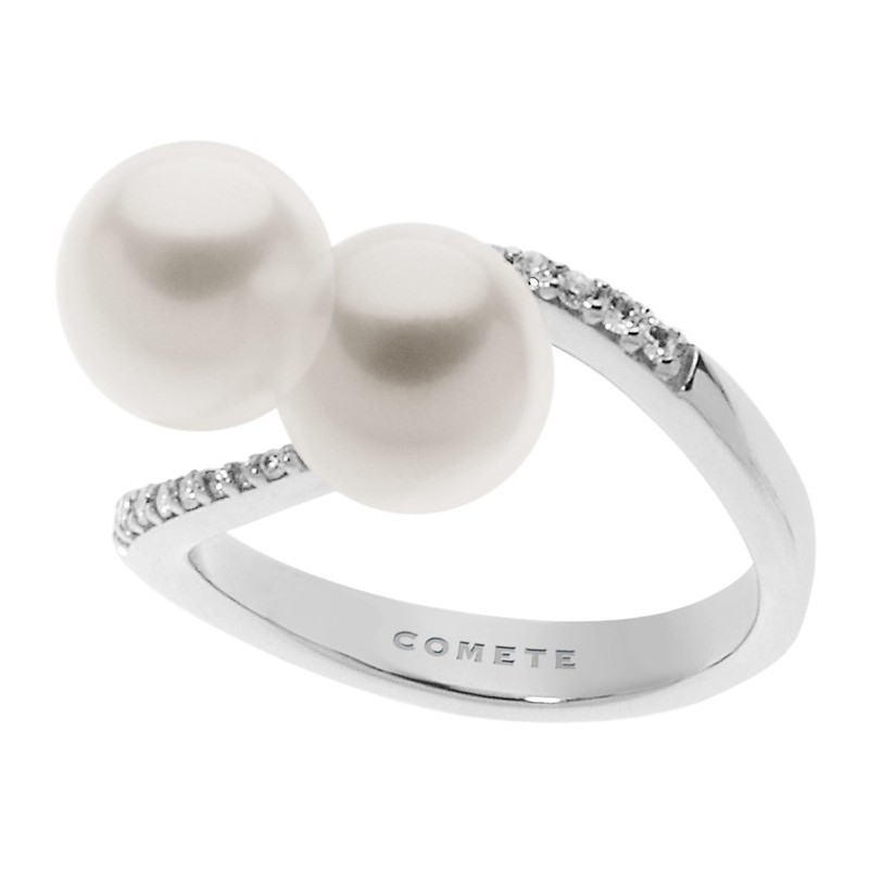 Anello oro bianco con perle e diamanti ANP 376