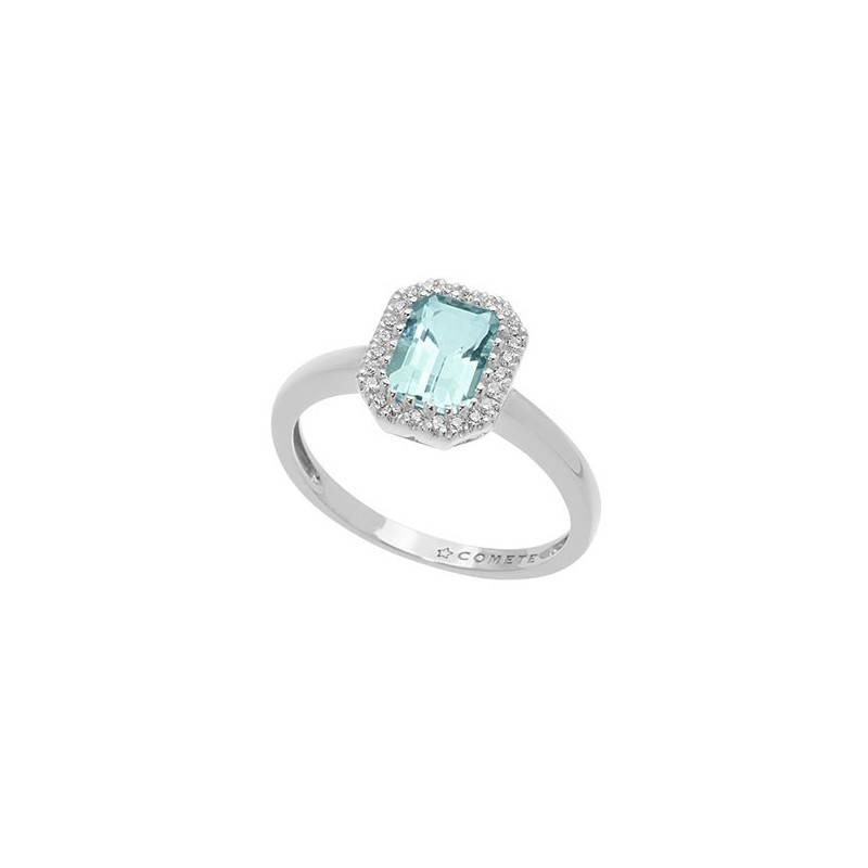 Anello Acquamarina ottagono e diamanti