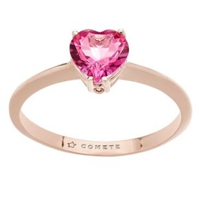 Anello oro rosè e cuore topazio rosa