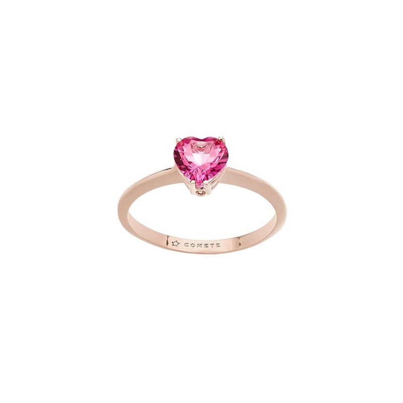 Anello oro rosè e cuore topazio rosa
