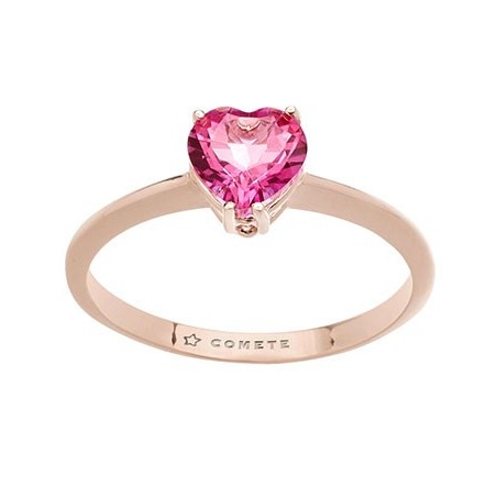 Anello oro rosè e cuore topazio rosa