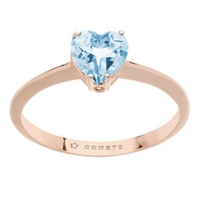 Anello oro rosè e cuore topazio azzurro