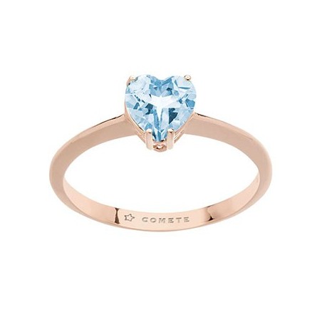Anello oro rosè e cuore topazio azzurro