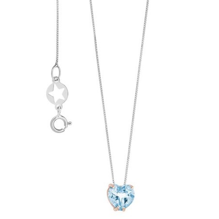 Girocollo oro e cuore topazio azzurro