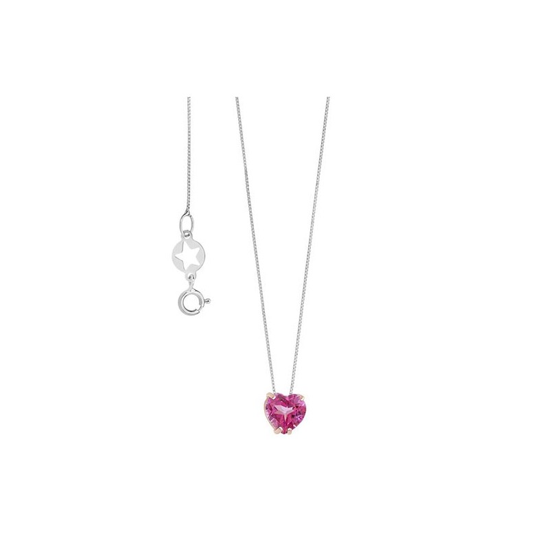 Girocollo oro e cuore topazio rosa GLB 1548