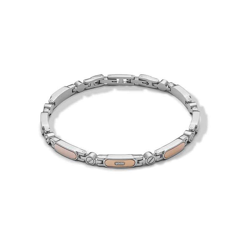 Bracciale in Acciaio pvd rosè e Diamanti Comete