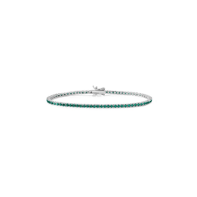Bracciale tennis argento 925 cristalli verdi BRA 173