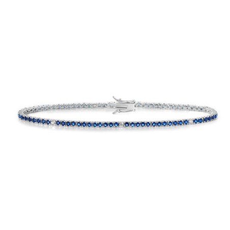 Bracciale tennis argento cristalli blu e bianchi