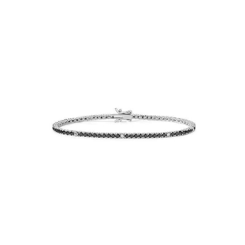 Bracciale tennis argento zirconi neri e bianchi