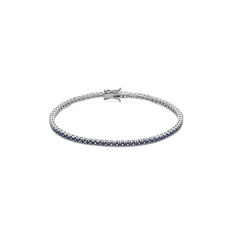 Bracciale Uomo Tennis in argento e zirconi blu