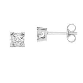 Orecchini oro bianco e diamanti Pct 14 Comete