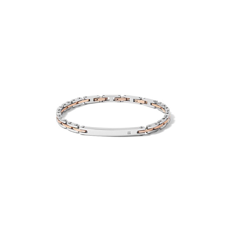 Bracciale in Acciaio Pvd rosè e zircone