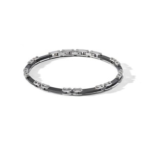 Bracciale acciaio pvd nero, ceramica nera