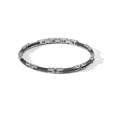 Bracciale acciaio pvd nero, ceramica nera