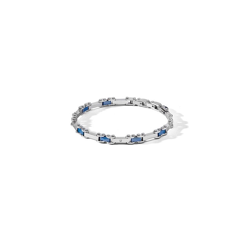 Bracciale acciaio e ceramica blu