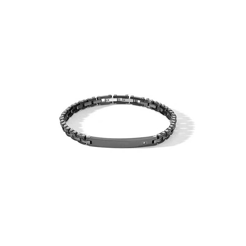 Bracciale acciaio, pvd e ceramica nera Comete Tyres