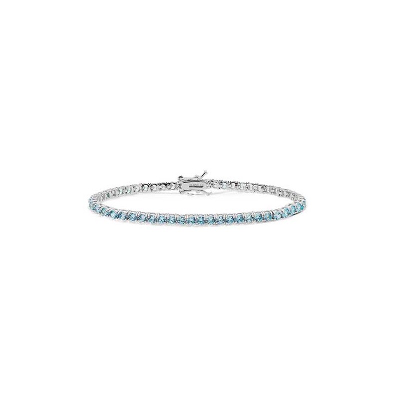 Bracciale tennis argento zirconi acquamarina