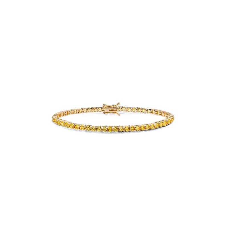 Bracciale tennis argento giallo e zirconi champagne