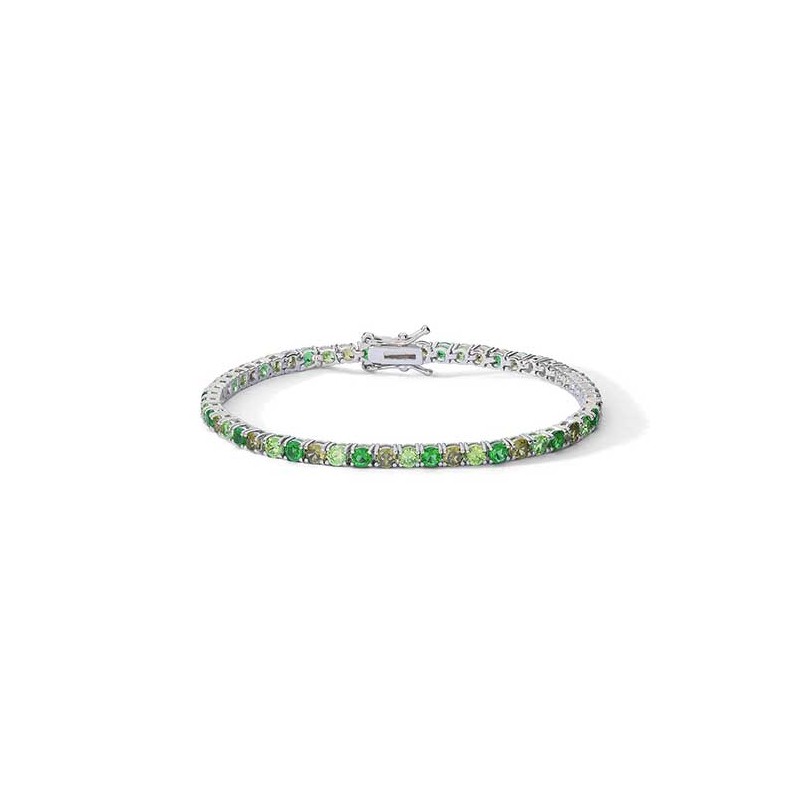 Bracciale tennis con Zirconi smeraldo, verde chiaro e peridot