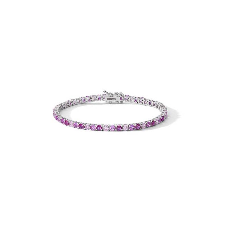 Bracciale tennis argento con Zirconi color rubino e rosa