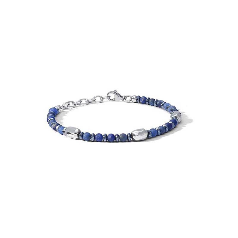Bracciale in acciaio con Sodalite ed Ematite UBR 1207