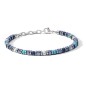 Bracciale in acciaio con agata blu, aulite bianca, turchese ed ematite