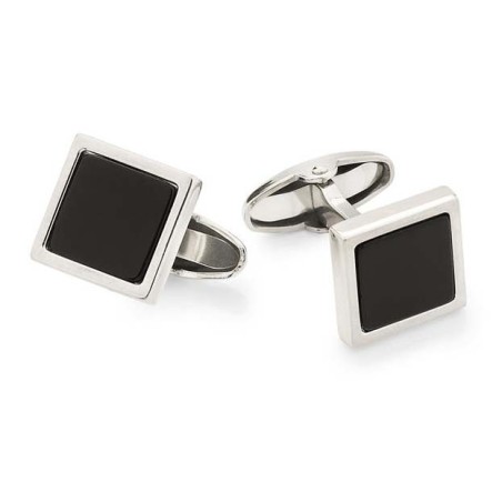 Gemelli argento quadrati onice Unoaerre