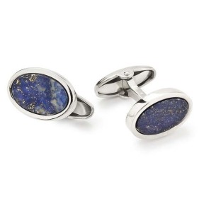 Gemelli argento ovali lapislazzuli Unoaerre